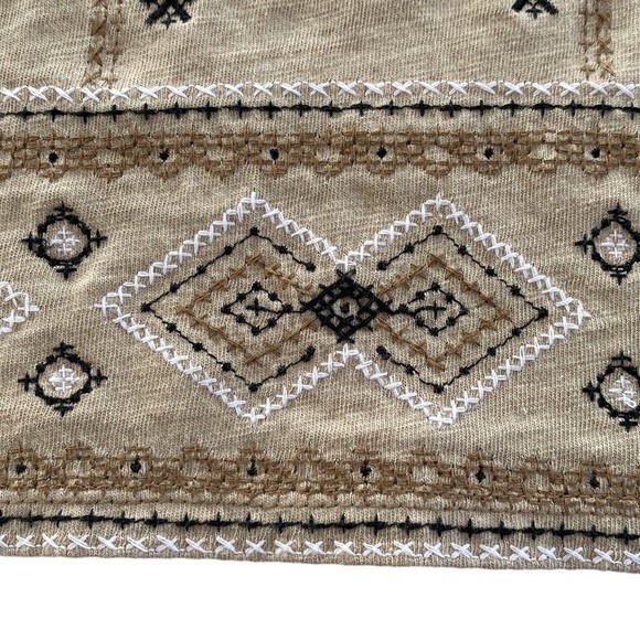 J Jill Aztec Geometrical Embroidered V-Neck Slub Cotton Sleeveless Tank Top Soft - Picture 12 of 14